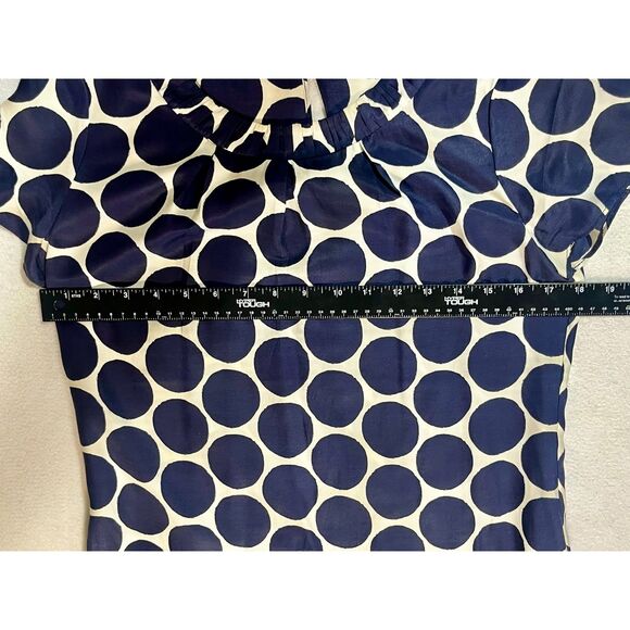 Boden Carey Top Navy White Polka Dot Circle Print Silk Blend Sz 2 PERFECT EUC - Picture 6 of 9